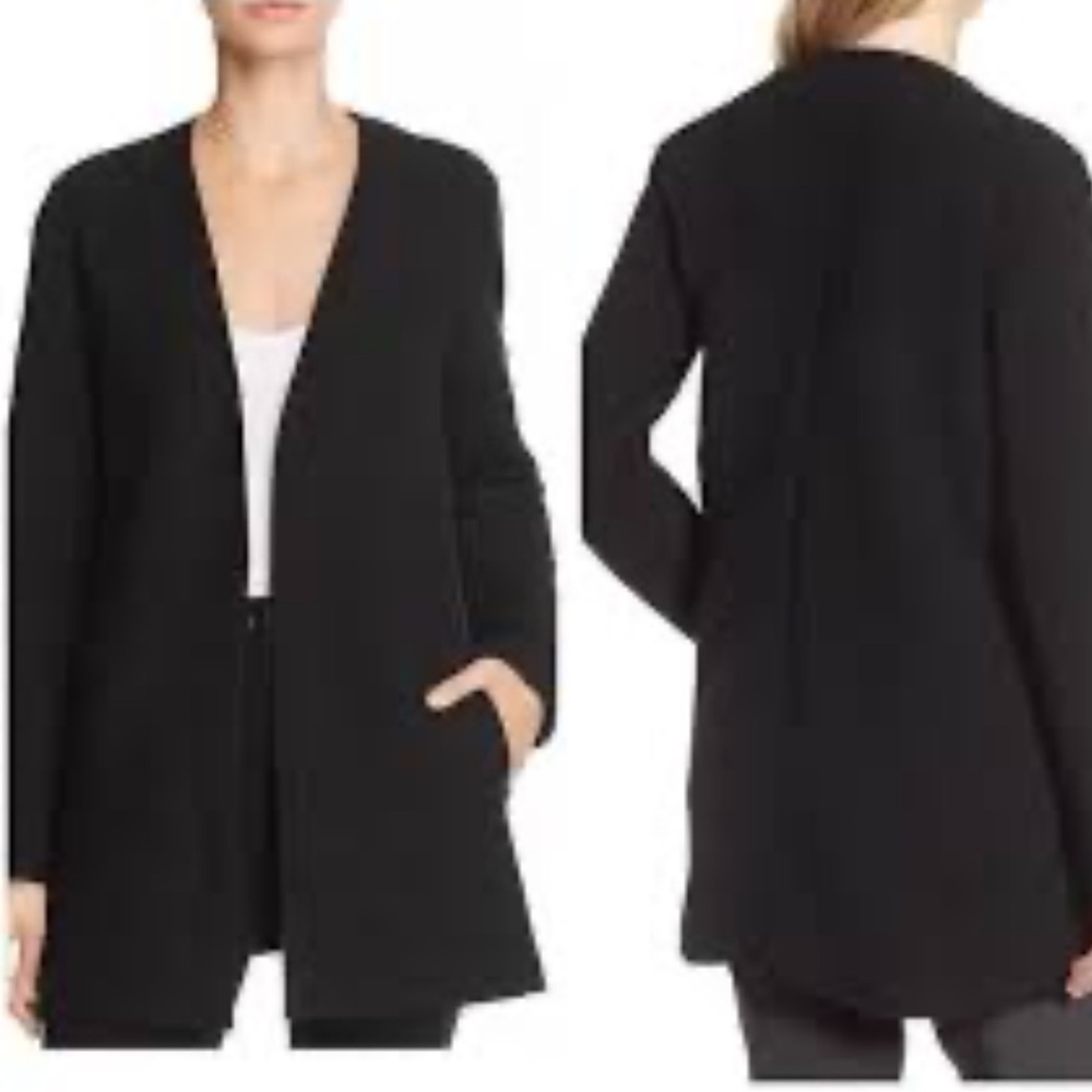 Eileen Fisher Knit Long Cardigan Med Oversized Minimalist Essential Textured